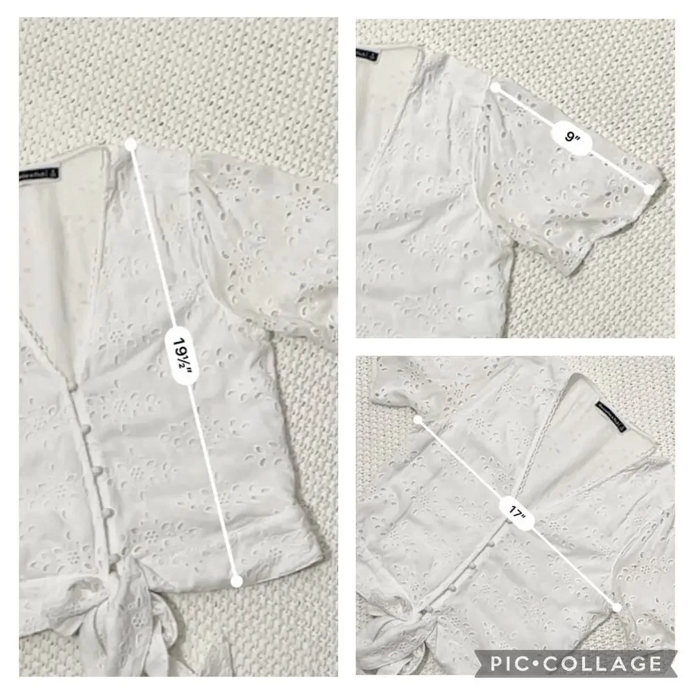 Abercrombie Fitch Eyelet Front Tie Blouse SZ S - Picture 3 of 9